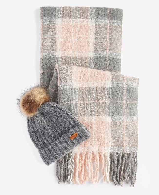 Barbour Saltburn Beanie & Tartan Scarf Gift Set - Country Ways