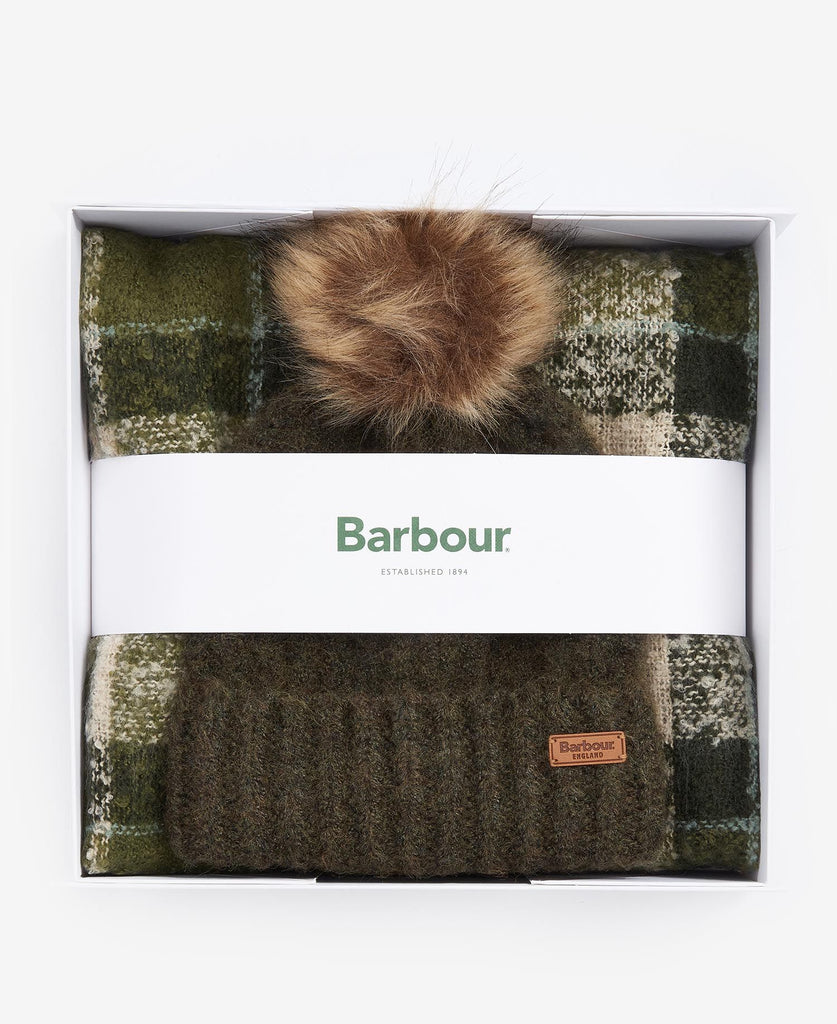 Barbour Saltburn Beanie & Tartan Scarf Gift Set - Country Ways