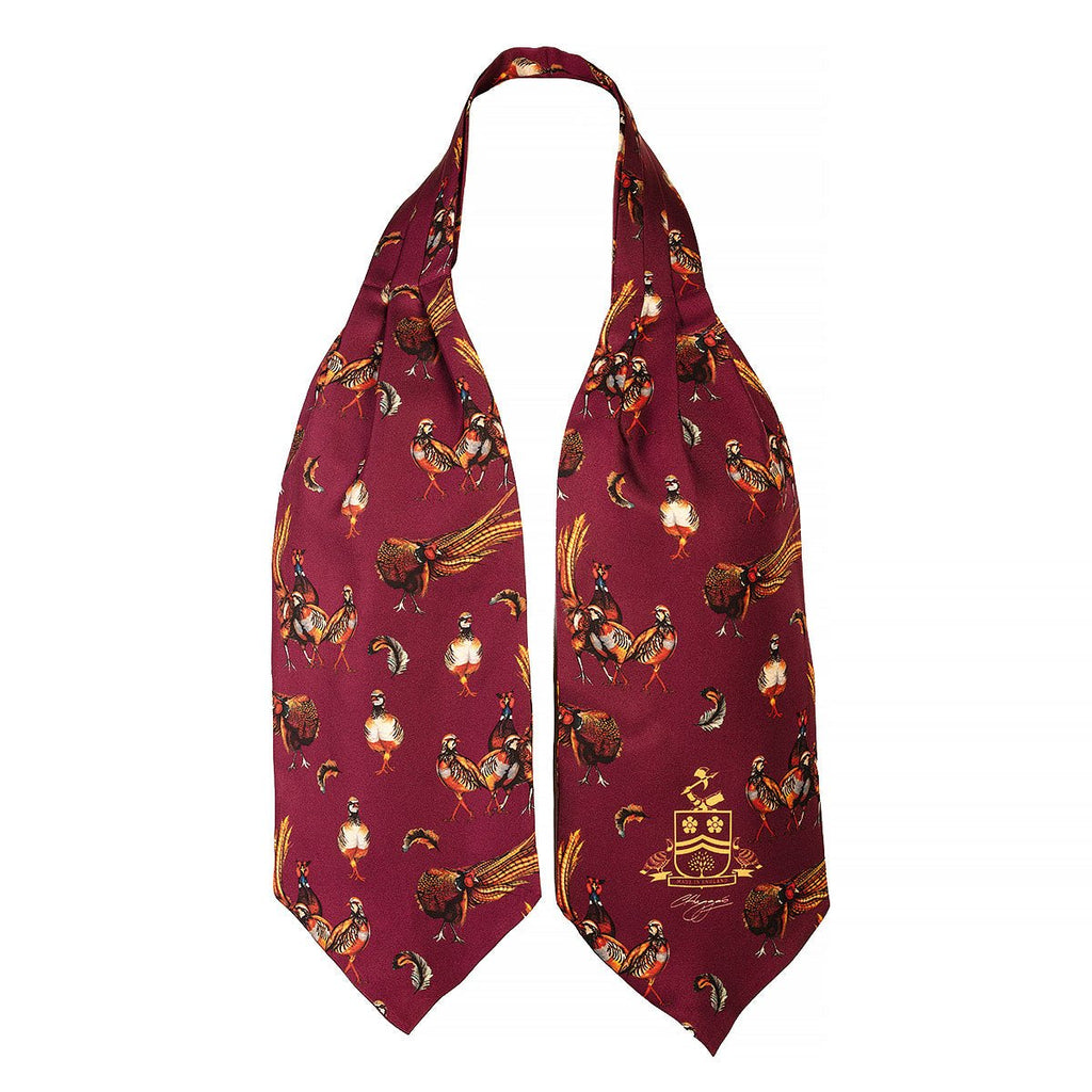 Clare Haggas Here Come The Girls Game Birds Cravat Mulberry - Country Ways