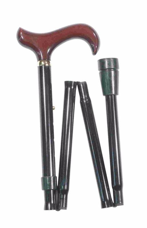 Classic Canes Walking Stick Black With Burgundy Handle - Folding - Country Ways