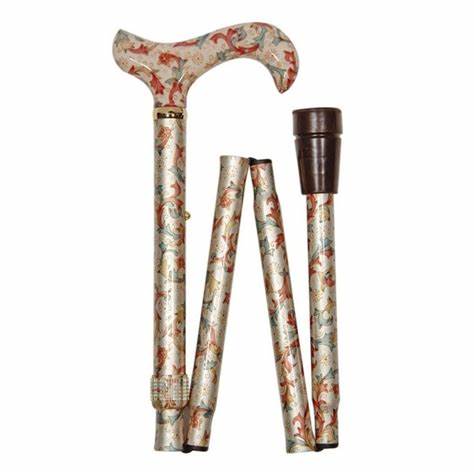 Classic Canes Walking Stick Cream Floral - Folding - Country Ways