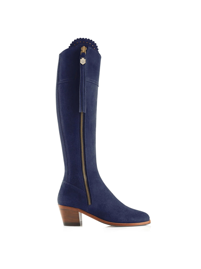 Fairfax & Favor Suede Regina Boots Regular Fit with Heel AW23 Ink - Country Ways