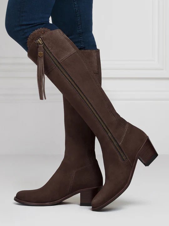 Fairfax & Favor Suede Regina Boots with Heel Narrow Fit - Country Ways