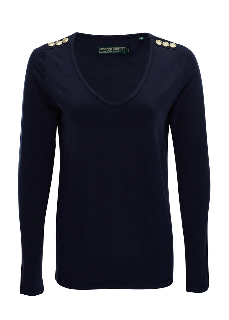 Holland Cooper Long Sleeve V - Neck Tee - Country Ways