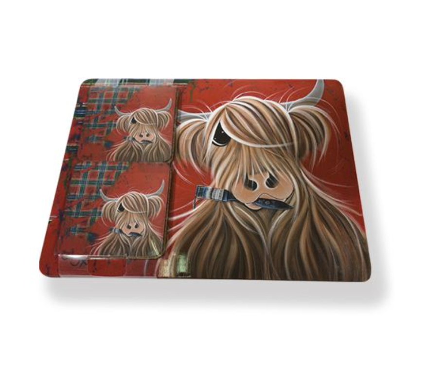 McMoo Tartan Paint Tablemat & Coaster Set - Country Ways