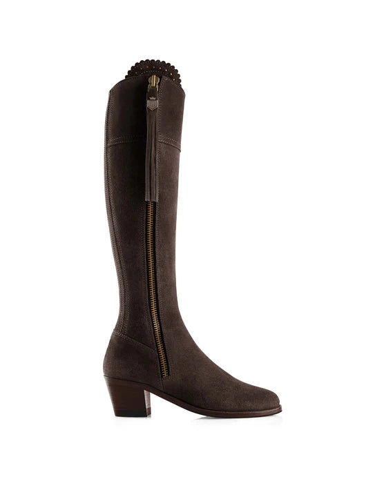 Fairfax & Favor Suede Regina Boots with Heel Narrow Fit