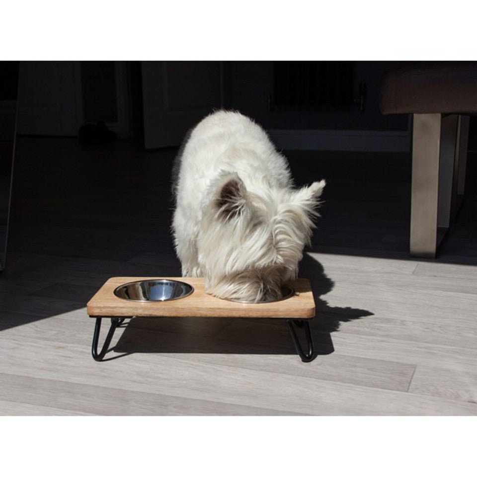 Rosewood Wooden Double Diner Dog Bowls 300ml - Country Ways