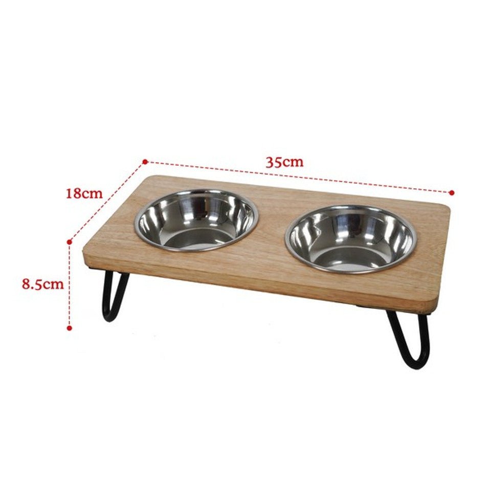 Rosewood Wooden Double Diner Dog Bowls 300ml - Country Ways