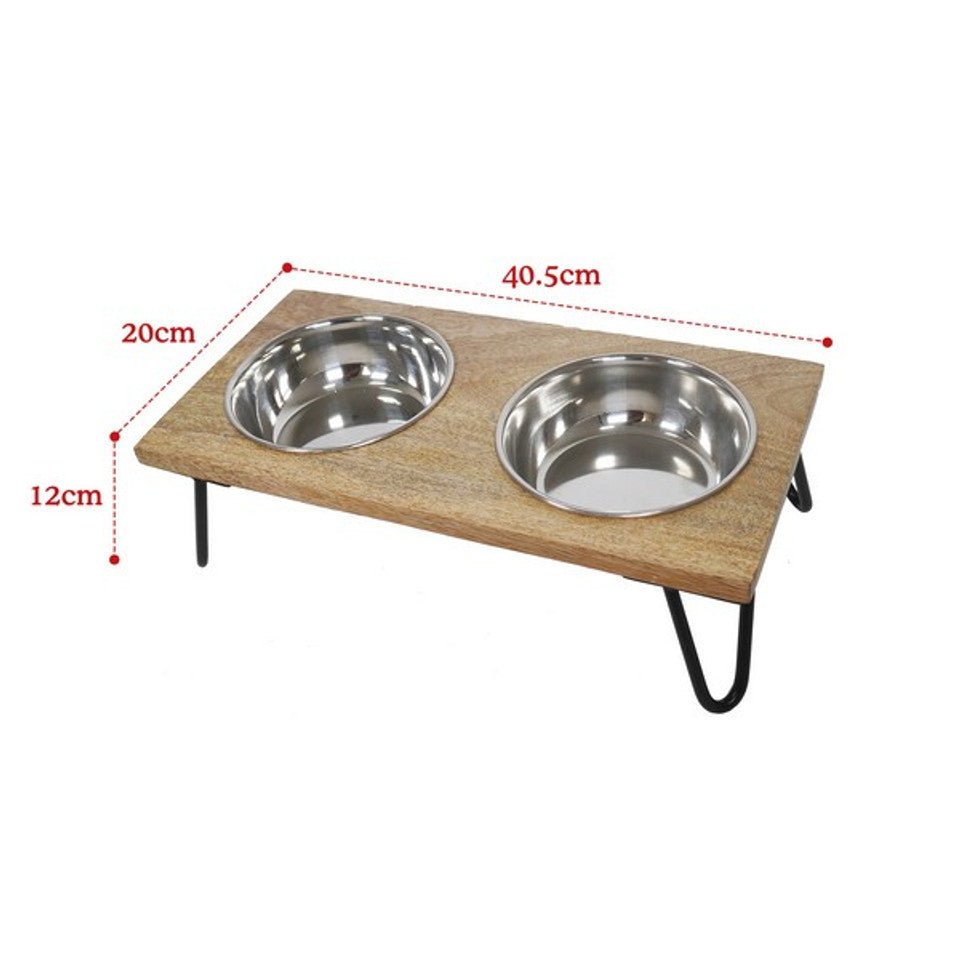 Rosewood Wooden Double Diner Dog Bowls 650ml - Country Ways