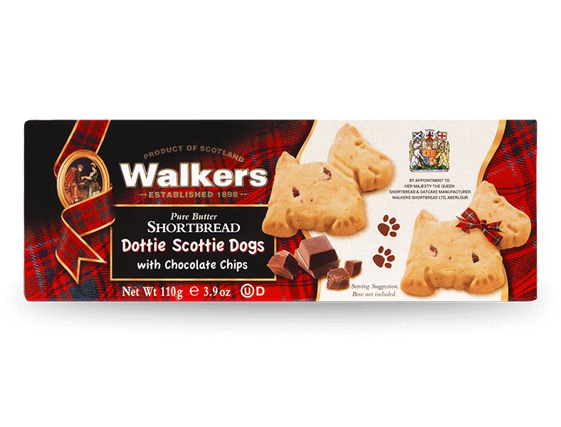 Walkers Scottie Dog Chocolate Chip Shortbreads 110g - Country Ways